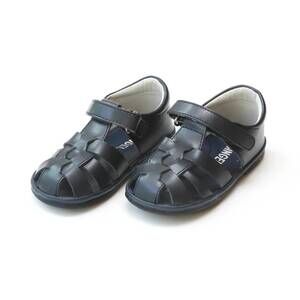 NEW ANGEL BABY boy's mack leather fisherman sandal - toddler in navy